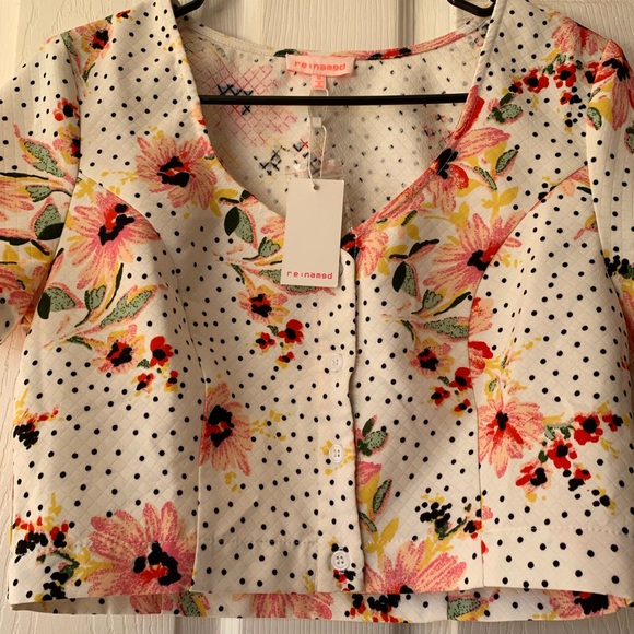 Re:named white w/ black dots/floral print NWT - Picture 2 of 5